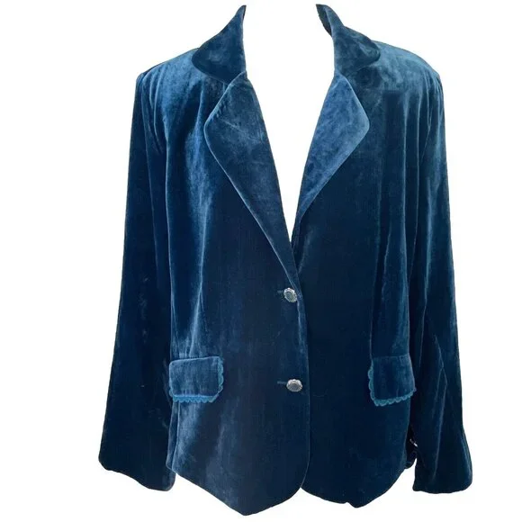 Dialogue Blue Velvet Blazer - Picture 1 of 14